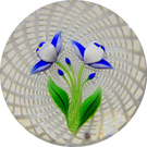 Baccarat 1975 LE Lampwork Blue & White Cornflower on White Spiral Filigree