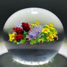 Ken Rosenfeld 2019 Flamework Glass Art Paperweight Flower and Berry Bouquet with Star-cut Base