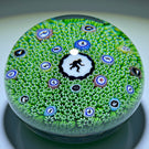 Baccarat Crystal 1975 LE Singe Noir Gridel Black Monkey Murrine With Green Carpet Ground and 17 Silhouette Canes