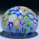 Miniature John Deacons Art Glass Paperweight Cascading Complex Millefiori Closepack with Roses & Sihouettes