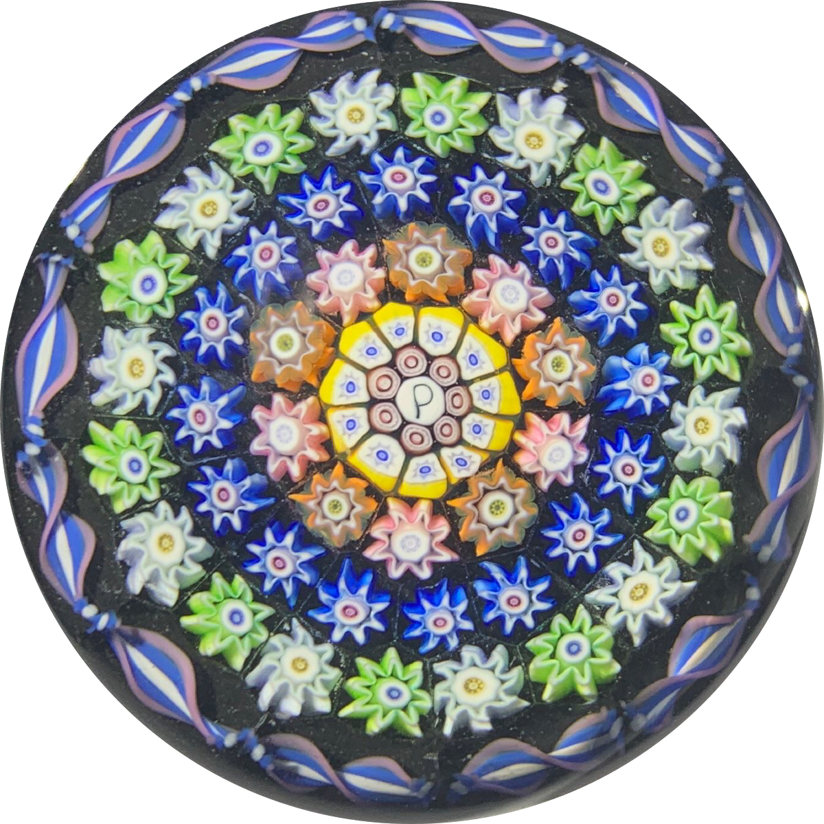 Perthshire Paperweights 花模様 ペーパーウェイト Vintage Perthshire Paperweights PP123 Miniature Concentric Millefiori