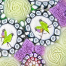 Michael Hunter 2021 Complex Patterned Millefiori with Rose Canes and Five Gouldian Finch Picture Murrine