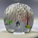 Contemporary Alison Ruzsa Art Glass Paperweight Encapsulated Hand Painted Weeping Willow