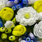 Cathy Richardson 2021 Flamework "Joy of Spring: Hyacinths & Yellow Tulips" on Opaque Ground 1 of 1