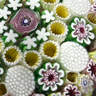Damon MacNaught 2021 Glass Art Paperweight Complex Concentric Millefiori with Large Pink Rose Center