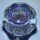 Antique Baccarat Art Glass Paperweight Faceted Closepack Millefiori Mushroom with Blue Torsade