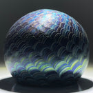 Orient & Flume 1978 Blue Iridescent Surface Decorated Torchwork Crown Style Paperweight
