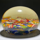 Antique Thuringian Glass Art Paperweight Colorful Patterned Millefiori on Spatter Ground
