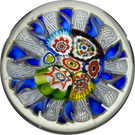 Early to Mid 20th Century Murano Millefiori Crown Paperweight with Blue Ribbon Twists