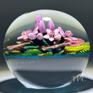 Cathy Richardson 2014 Glass Art Paperweight Flamework Mauve Tropical Flowers from the Brazilian Series 5 of 8