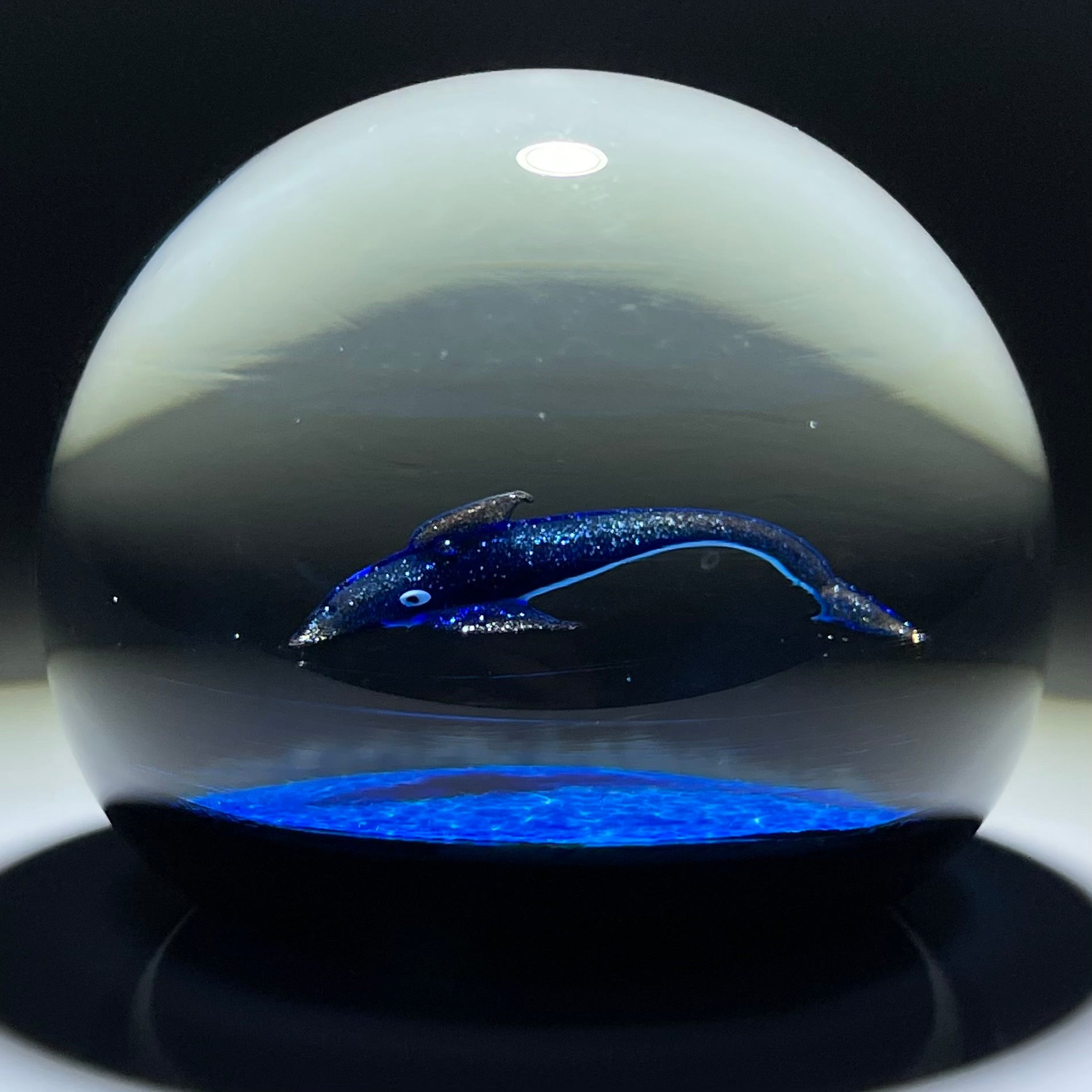 William Manson Caithness Art Glass Paperweight Flamework Blue Aventuri