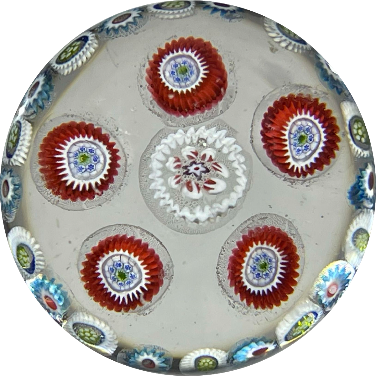 Miniature Antique Saint-Louis Concentric Complex Millefiori on Clear Ground