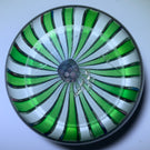 Large Antique Clichy Glass Art Paperweight Complex Closepack Millefiori in Green & White Stave Basket