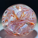 Signed Karg Pink and Red Latticinio Scramble Studio Art Glass Paperweight
