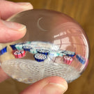 Antique New England Glass Co. Art Glass Paperweight Patterned Complex Milleiofir on Filigree Basket w/ Bee Silhouette Canes