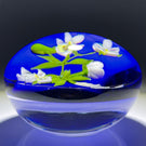 Paul Stankard 1979 Flamework Pansies on Opaque Blue Ground
