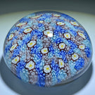 Large Murano Glass Art Paperweight Carpeted Closepack Millefiori with Spaced White Roses