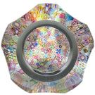 Faceted Vintage Baccarat Closepack Millefiori Glass Art Paperweight with Zodiac Silhouette Canes