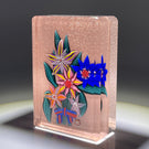 Mickael Hingant 2020 Flamework Flowers on  Mauve Plaque Cold-Work by Jim Poore