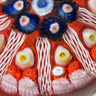 Signed Strathearn Paperweights Paneled Millefiori and Filigree on Orange Ground