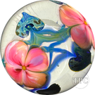 David Lotton 1978 Glass Art Paperweight Torchwork LE Pink "Dua Flora"