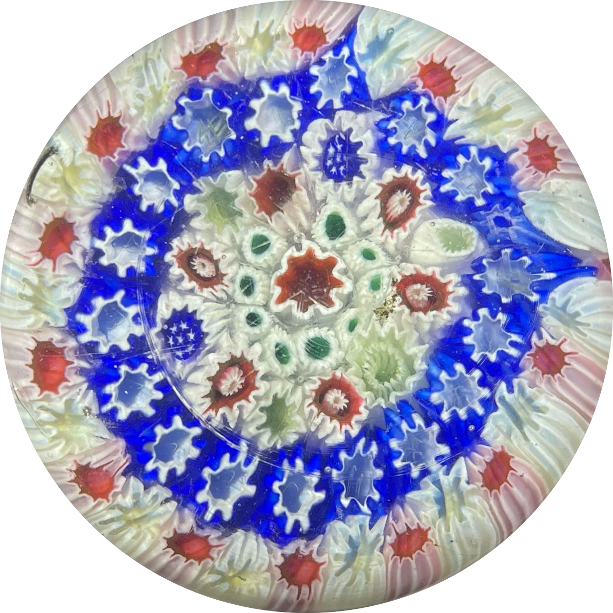 Rare Antique Gillinder Concentric Millefiori Glass Art Paperweight