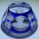 Cristal d’Albret Albert Schweitzer Sulphide Fancy Cut Blue Overlay Glass Paperweight