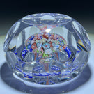 Antique Baccarat Art Glass Paperweight Faceted Closepack Millefiori Mushroom with Blue Torsade