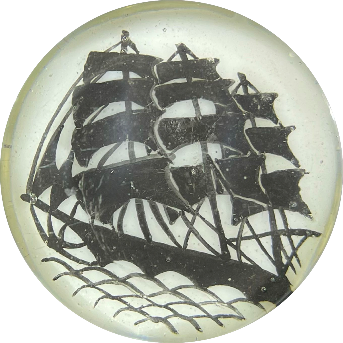 Early 20th Century Chinese Hand-Painted White Ground Clipper Sailing Ship