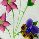 LE Caithness Whitefriars 1985 Flamework Pansy Bouquet on Opaque White Ground
