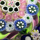 Damon MacNaught 2022 Glass Art Paperweight Complex Concentric Millefiori with Pink & Green Torsade