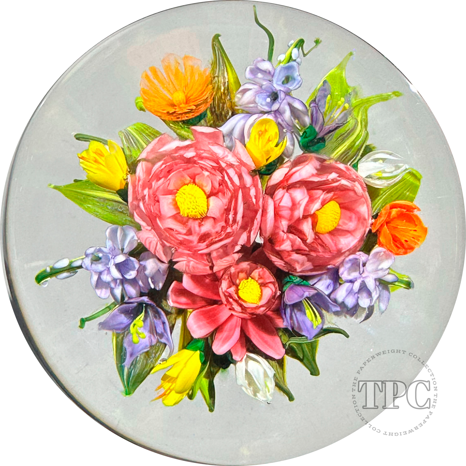 Melissa Ayotte 2010 Glass Art Paperweight Flamework Colorful Spring Flower Bouquet