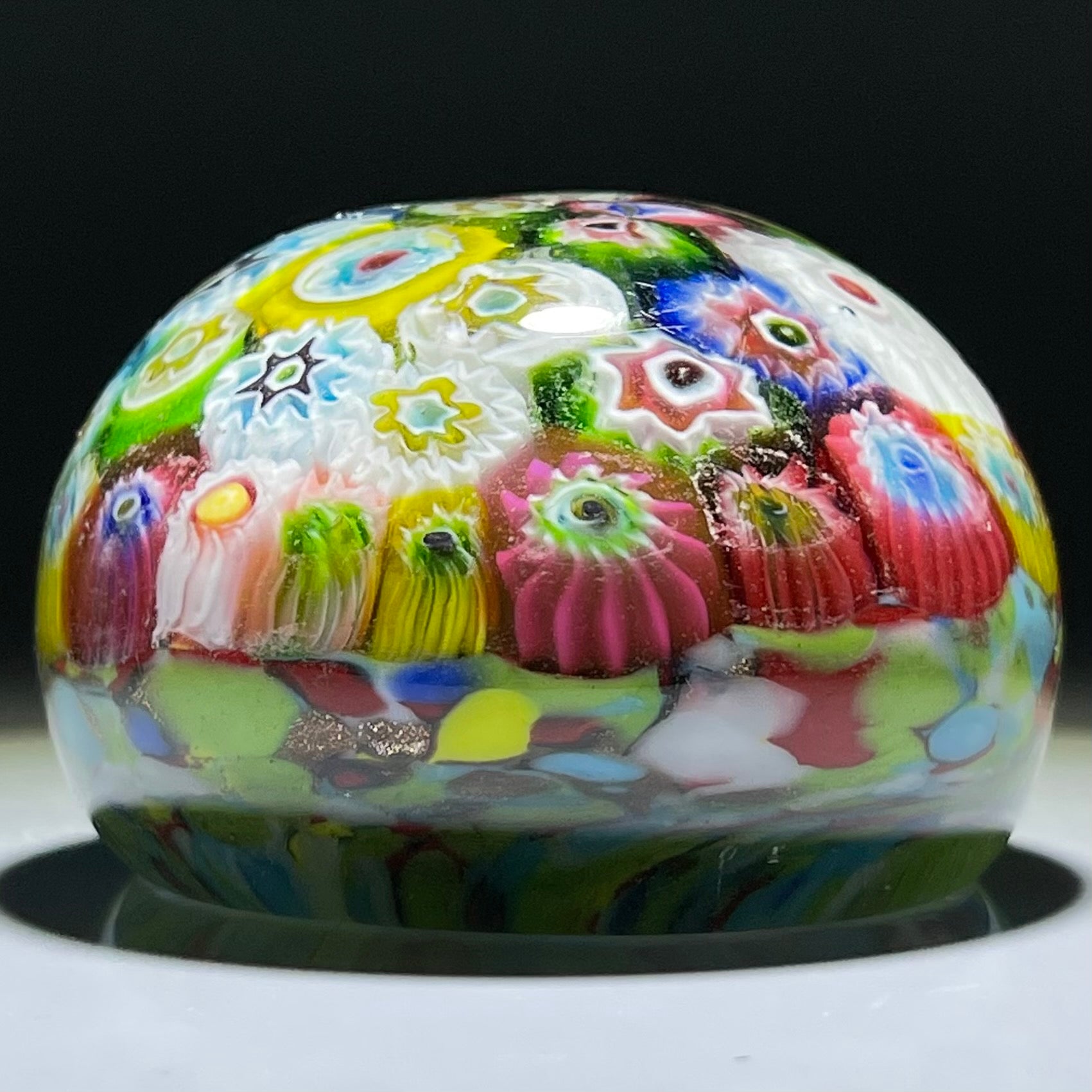 Vintage Murano Closepack Millefiori on Colorful Frit Glass Vintage Murano Closepack Millefiori on Colorful Frit Glass