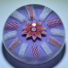 Harland Era Paul Ysart Attributed Flamework Pink & Aventurine Clematis on Lilac Ground with Filigree Radials