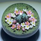 Clinton Smith 2021 Flamework Blue Robin's Egg in a Nest of Pink & White Flowers