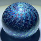 Orient & Flume 1978 Blue Iridescent Surface Decorated Torchwork Crown Style Paperweight