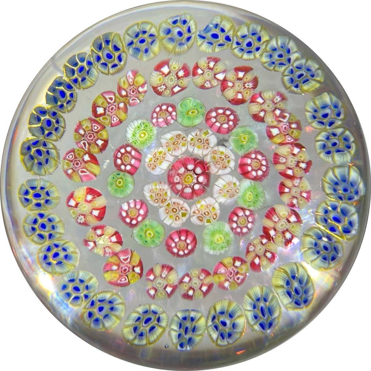 Vintage Baccarat Crystal Glass Art Paperweight Complex Concentric Millefiori