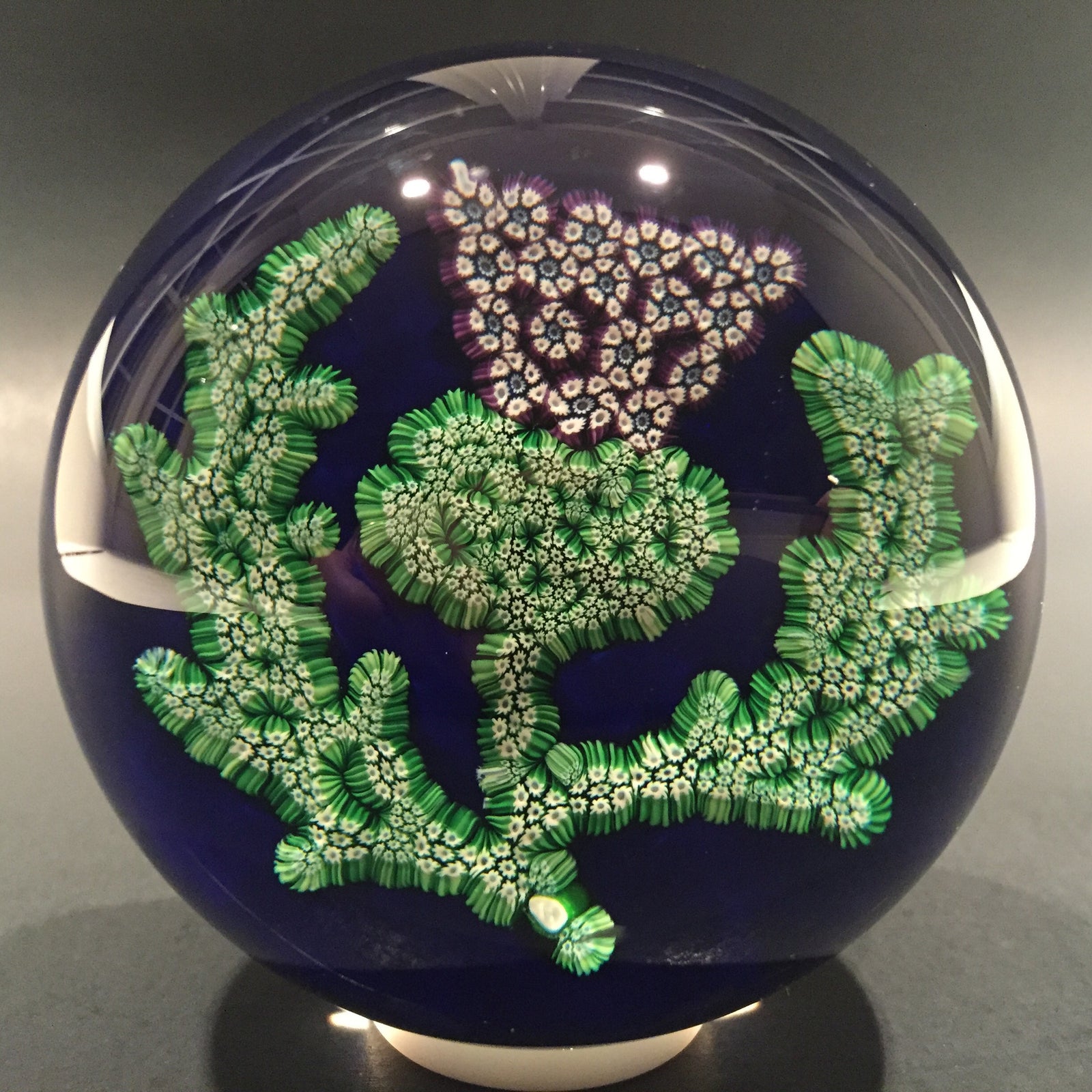 Rare Paul Ysart Art Glass Paperweight Complex Millefiori Scottish Thistle