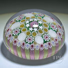 Damon MacNaught 2021 Glass Art Paperweight Complex Concentric Millefiori with Large Pink Rose Center