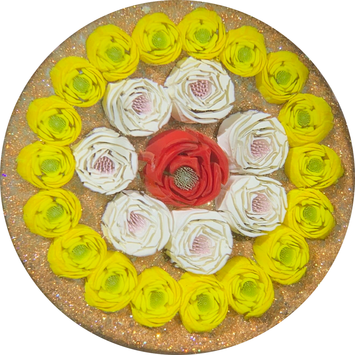 James Hart Concentric Clichy Style Millefiori Roses on Aventurine Ground