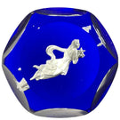Vintage Faceted Baccarat Crystal Virgo Sulphide on Transparent Blue