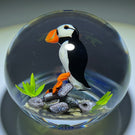 Ken Rosenfeld 2021 Flamework Puffin Seabird on Shoreline Rocks