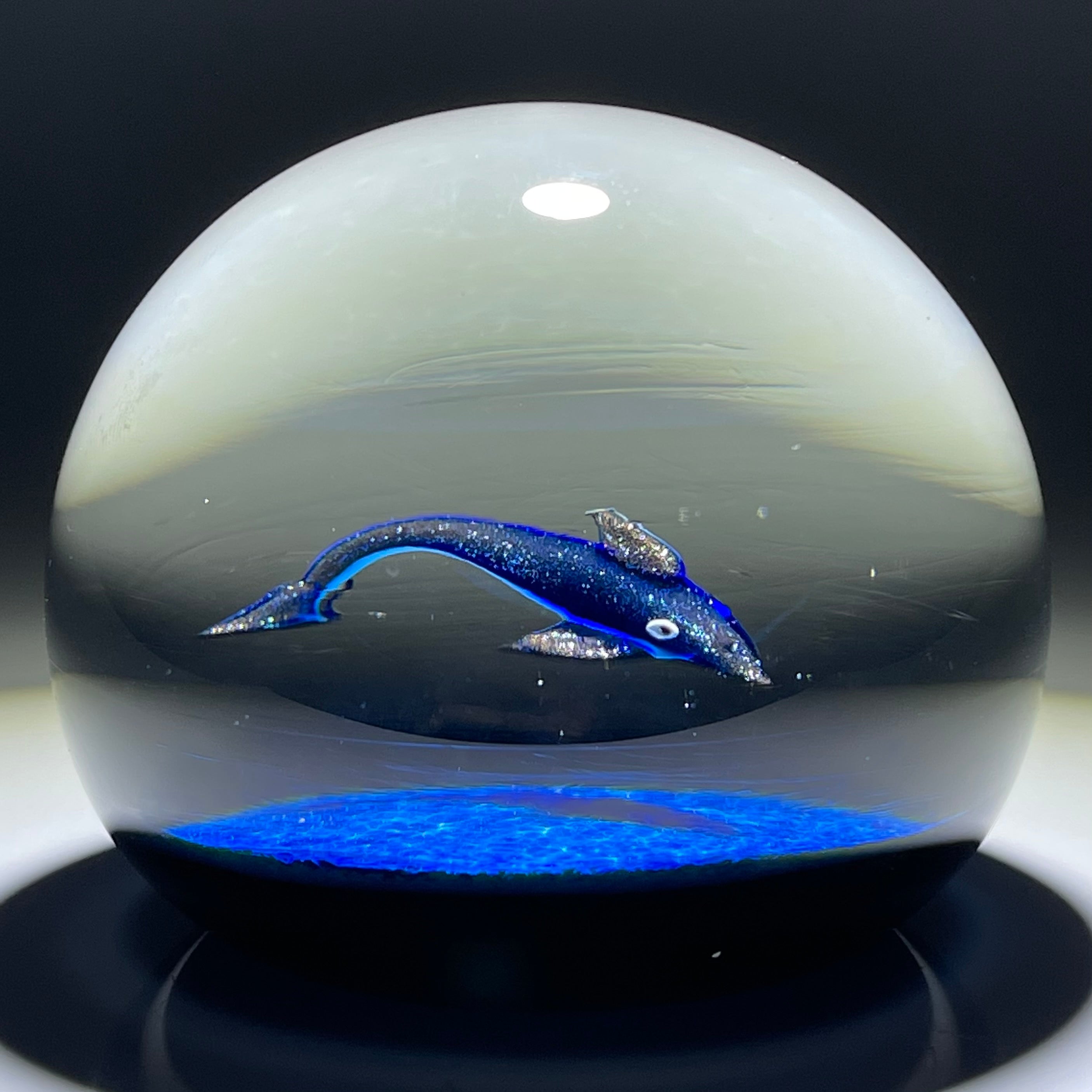 William Manson Caithness Art Glass Paperweight Flamework Blue Aventuri