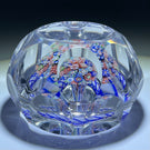 Antique Baccarat Art Glass Paperweight Faceted Closepack Millefiori Mushroom with Blue Torsade