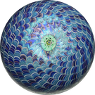 Orient & Flume 1978 Blue Iridescent Surface Decorated Torchwork Crown Style Paperweight
