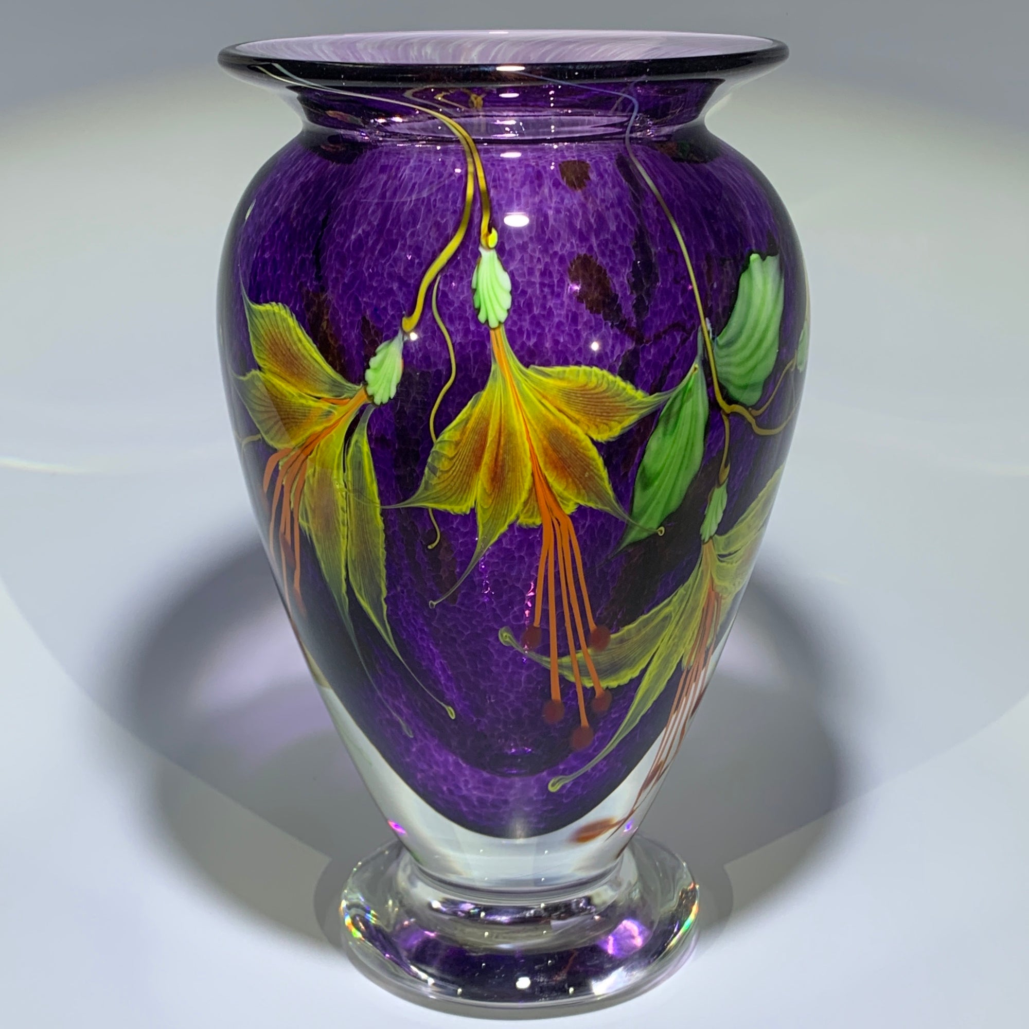 Mayauel Ward 2019 Compound Torchwork Yellow Fuchsias on Purple Amethyst