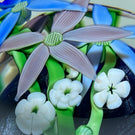 Orient & Flume 1985 Compound Torchwork Flower Garland over Iridescent Blue Core
