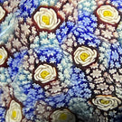 Large Murano Glass Art Paperweight Carpeted Closepack Millefiori with Spaced White Roses