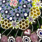 Damon MacNaught 2022 Glass Art Paperweight Complex Concentric Millefiori with Torsade and Staves