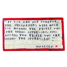 Mathieu Grodet Fused Murrine "Brick" with Human Rights Activists Malcolm X Quotation